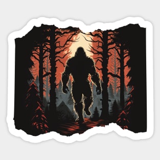 Bigfoot Sasquatch Hiking in the Woods Sticker
